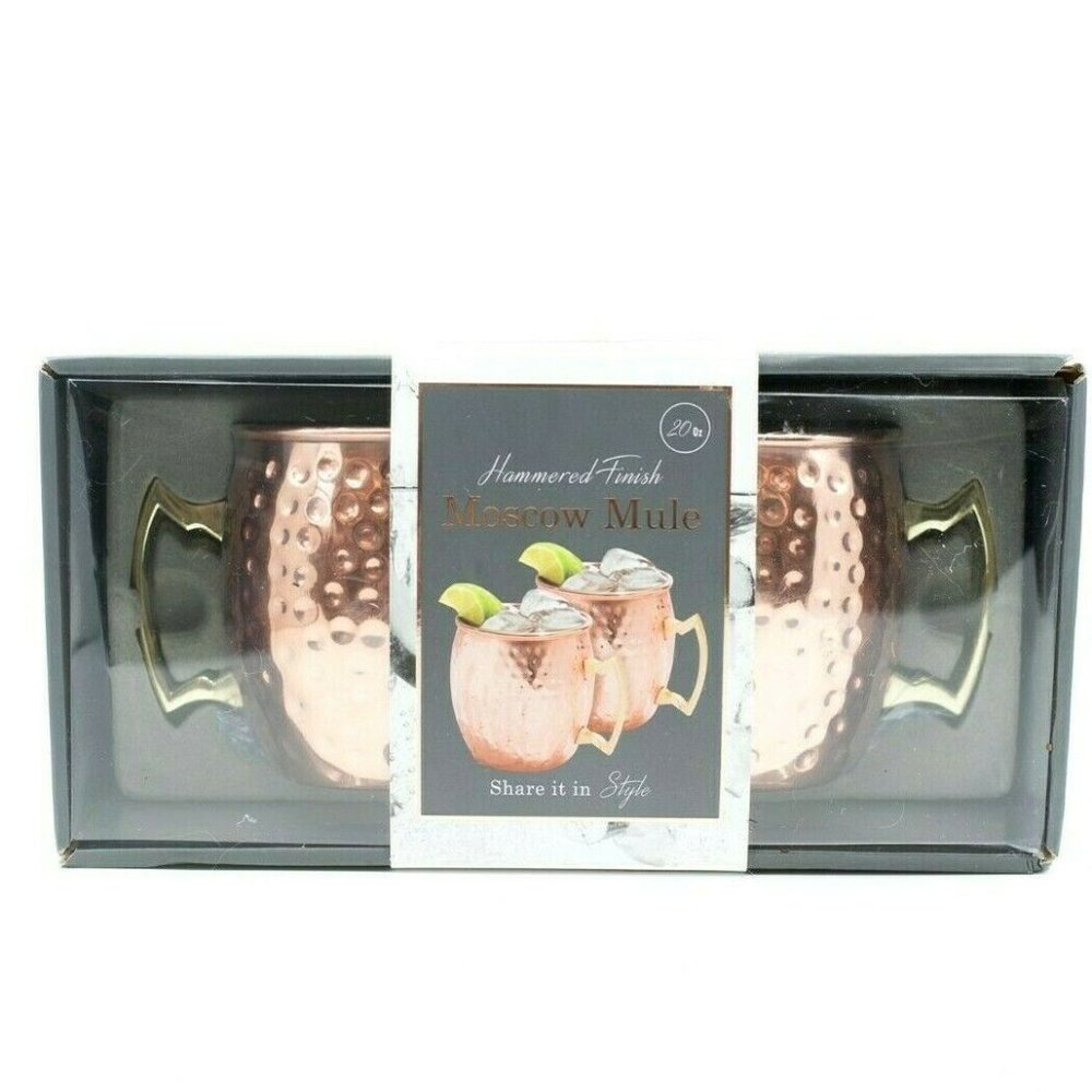 Hammered Finish Moscow Mule Cups Set of Two 20 Oz